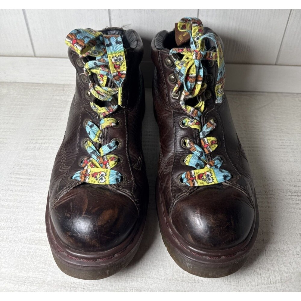 Vintage Dr Doc Marten's Boots Leather Brown 8287 England Grizzly Men's Size 8 - Picture 1 of 15